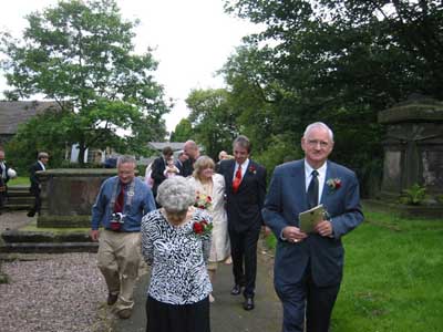 Walking back from the church to the reception.